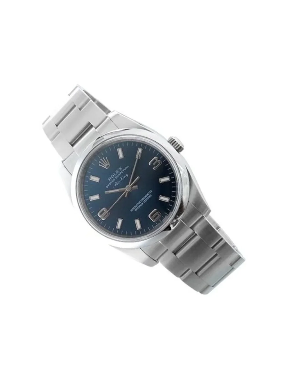 Rolex Air King Blue SS Oyster Bracelet Card Watch Automatic